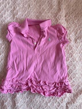 Ralph Lauren Girls Pink Ruffle Polo Dres
